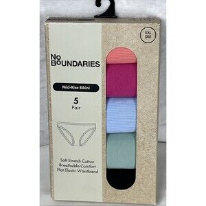 No Boundaries Mid-Rise Bikini 5 Pair Stretch Cotton Multicolor Size XXL 20 NEW